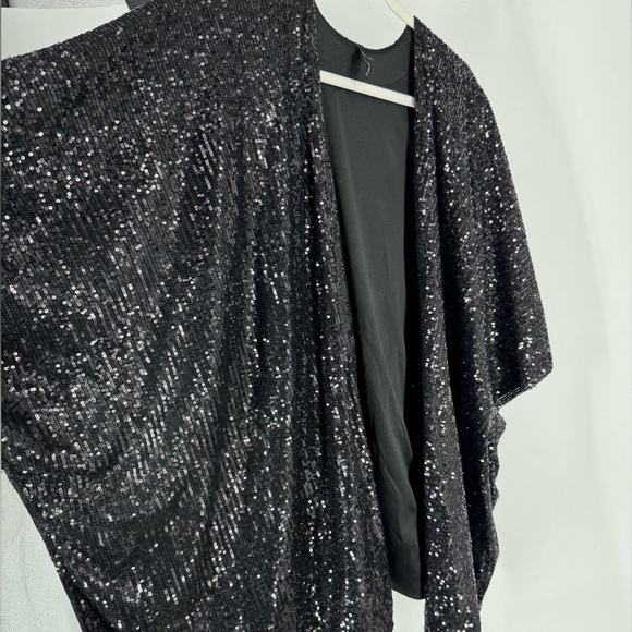 Torrid Sequin Ruana black poncho open front one size fits most festival - Picture 10 of 10